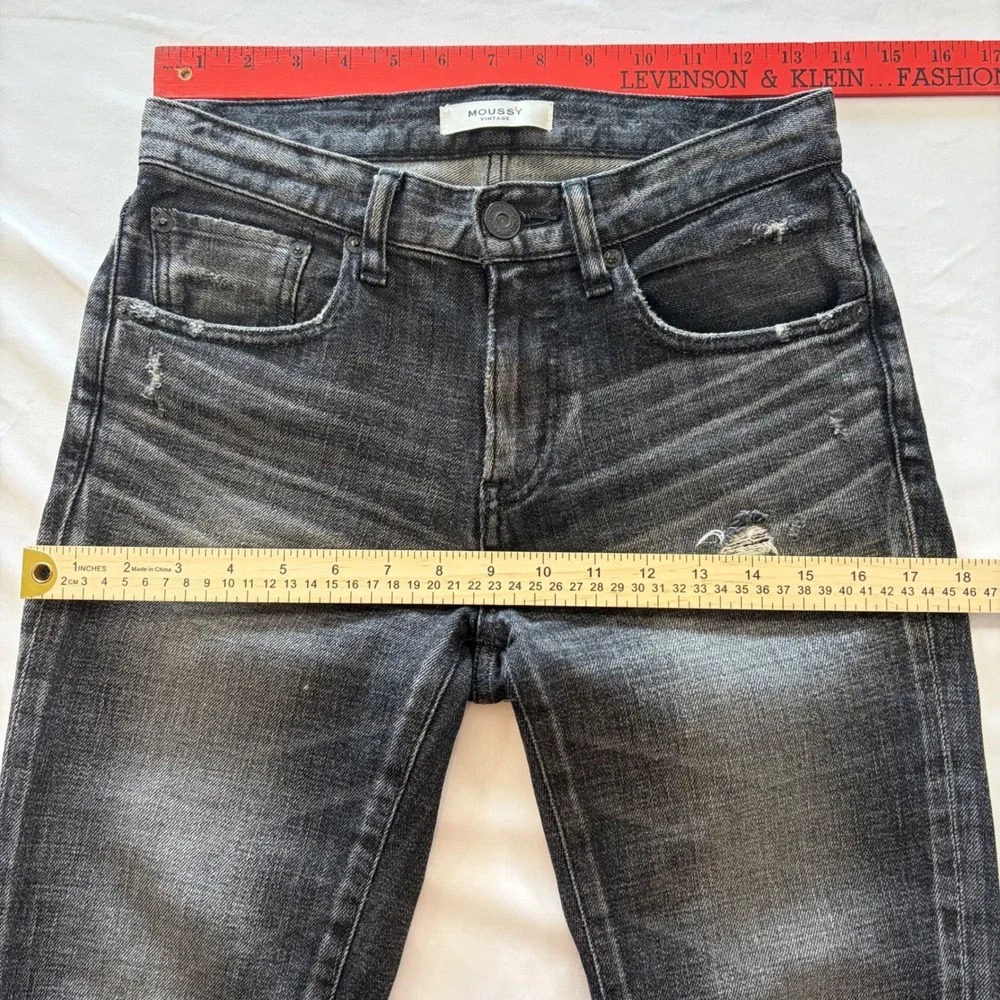 Moussy Vintage Skinny Jeans Womens Size 25 Faded Black Distressed Denim Japan‎